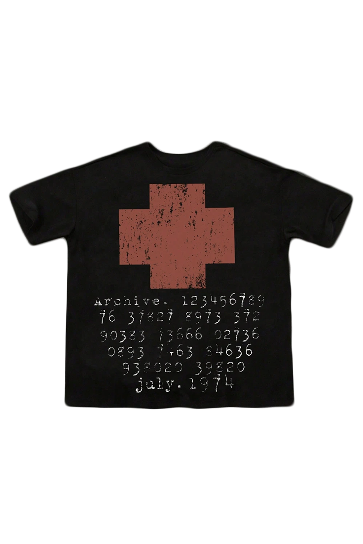 Crew Neck Red Cross Boxy Fit T-shirt