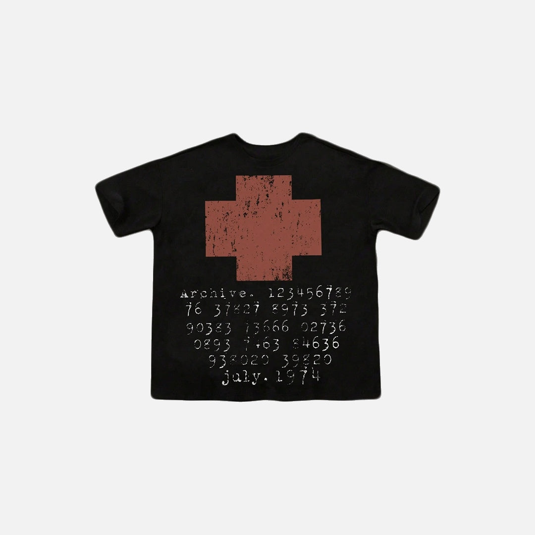 Crew Neck Red Cross Boxy Fit T-shirt