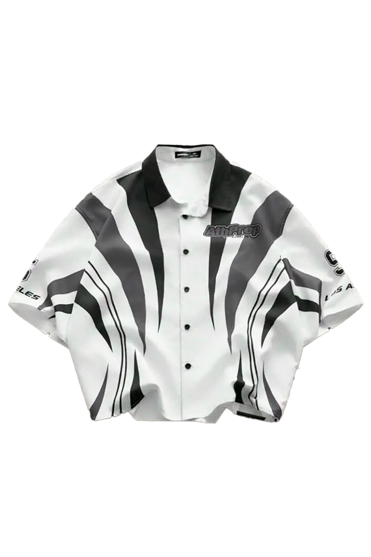 Oversized V-Neck Retro Shirt