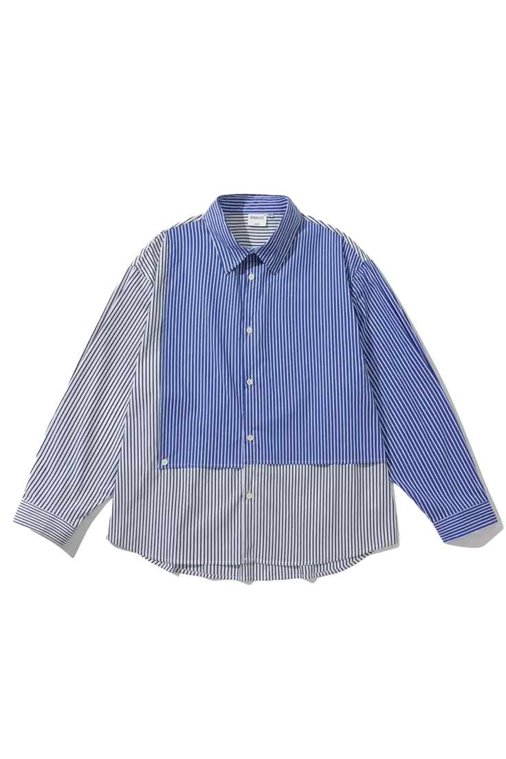 Loose Stripe Splice Long Sleeve Shirt