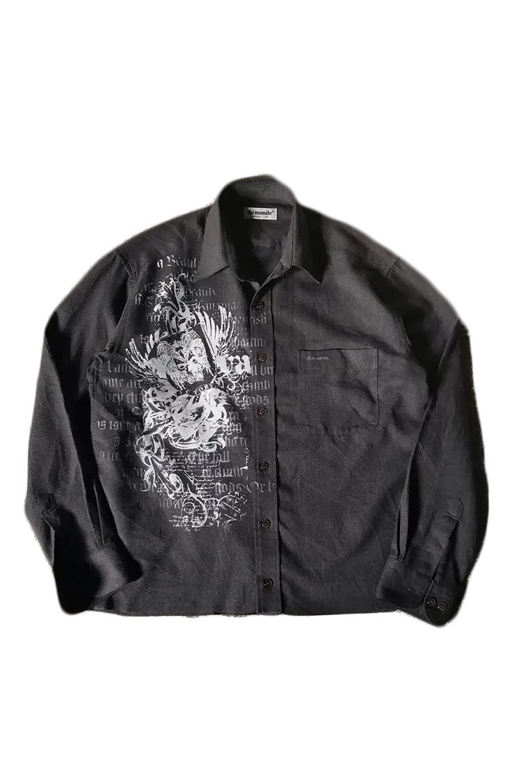 Camisa con estampado retro de calavera Y2K
