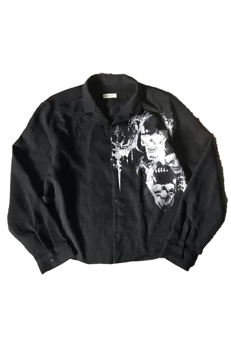 Camisa con estampado retro de calavera Y2K