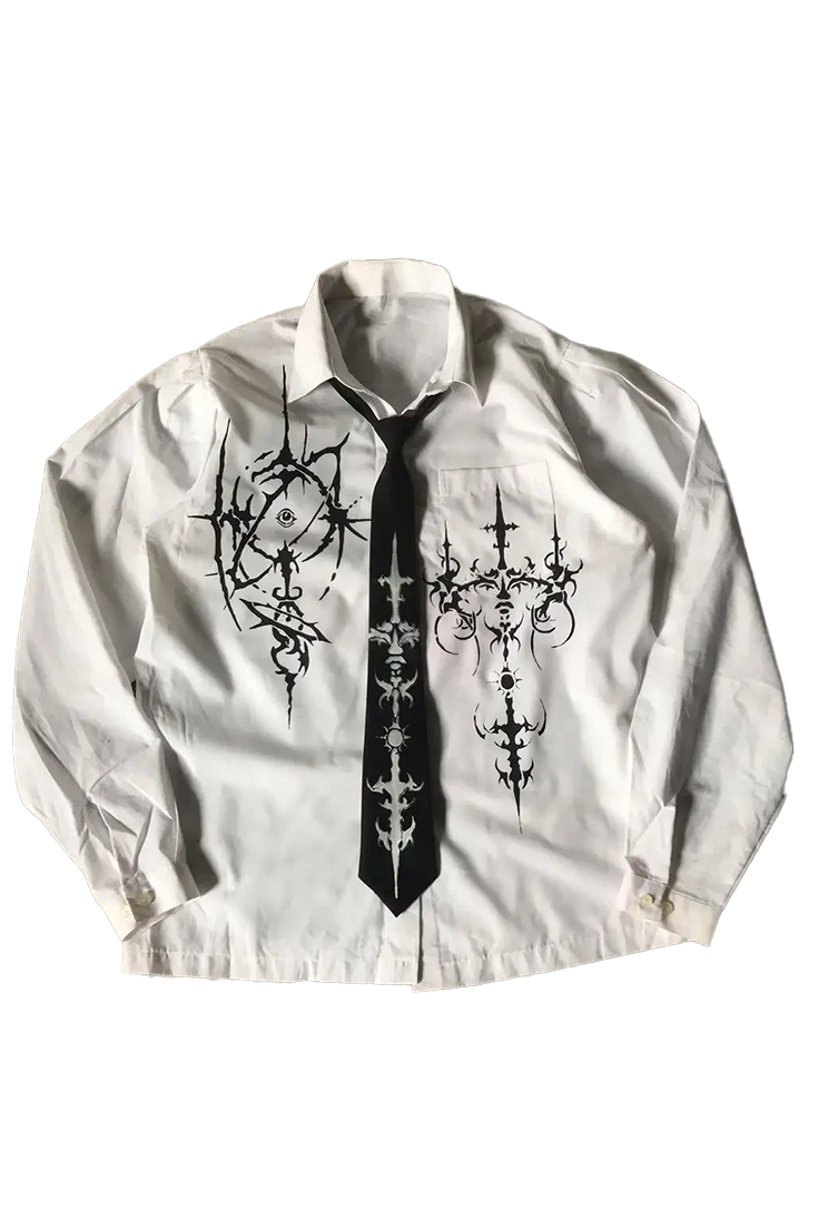 Camisa con estampado retro de calavera Y2K