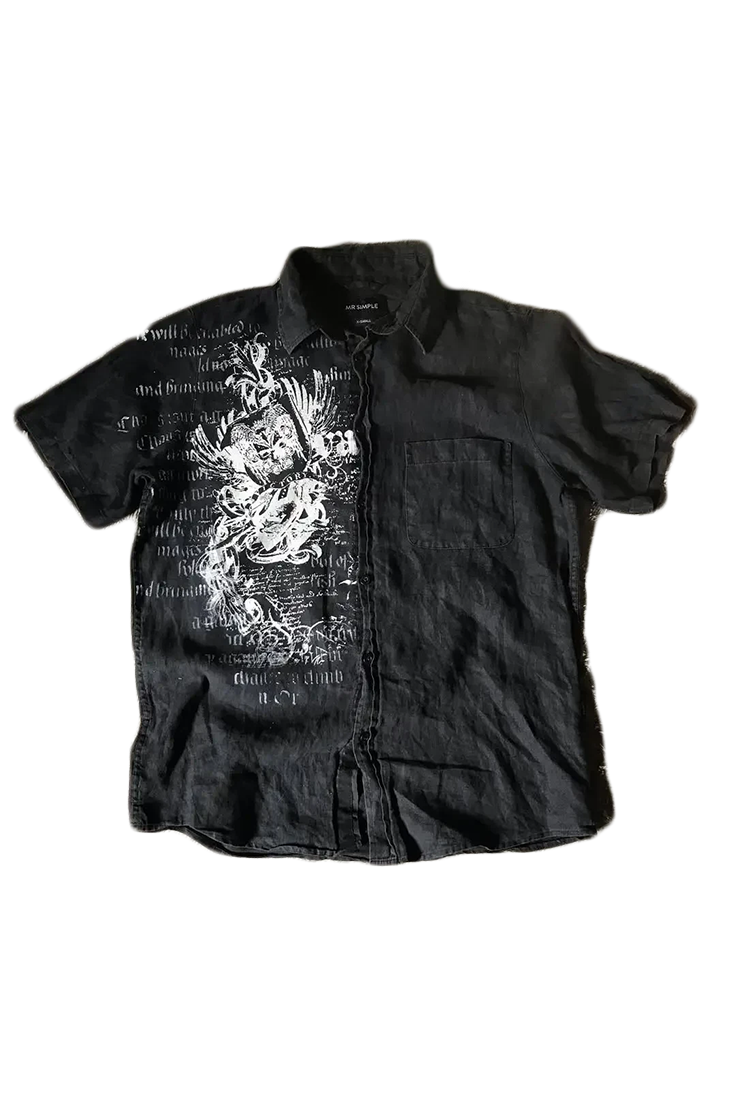 Camisa con estampado retro de calavera Y2K