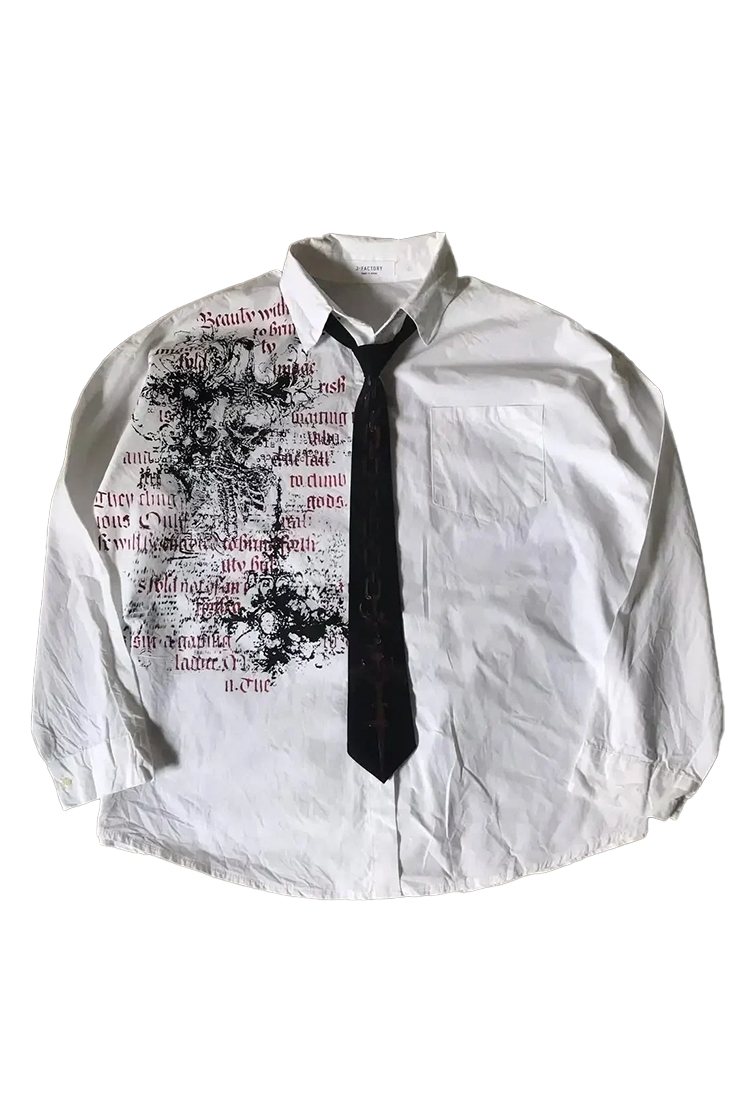 Camisa con estampado retro de calavera Y2K