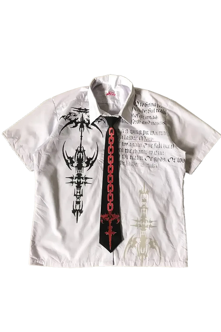 Camisa con estampado retro de calavera Y2K
