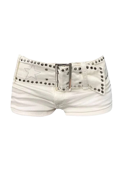 Y2K White Denim High Waisted Mini Shorts