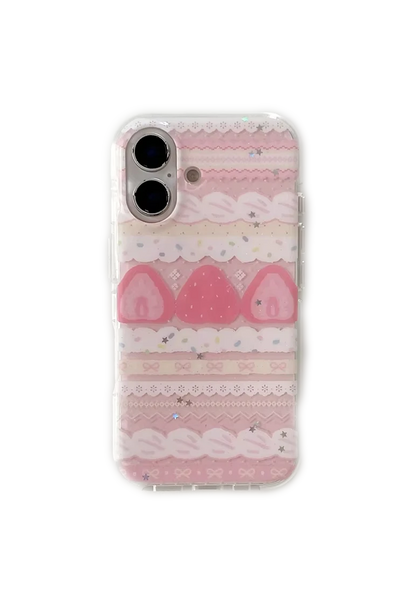 Fundas para iPhone con lazo y pastel de fresas cremoso