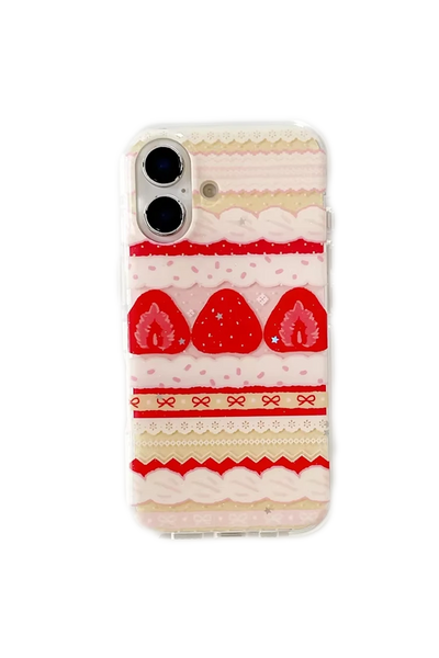 Fundas para iPhone con lazo y pastel de fresas cremoso