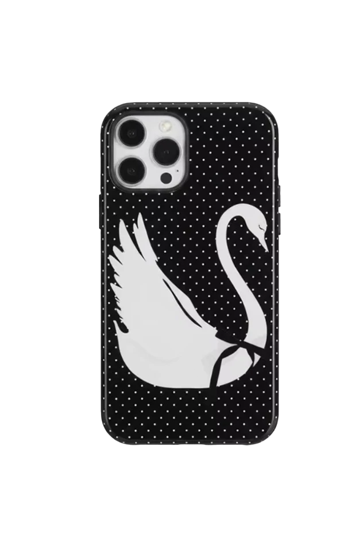 Black & White Swan Polka Dot iPhone Cases