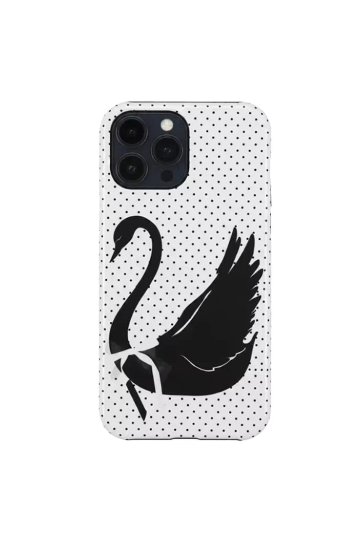 Black & White Swan Polka Dot iPhone Cases