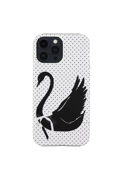 Fundas para iPhone de lunares de cisne en blanco y negro