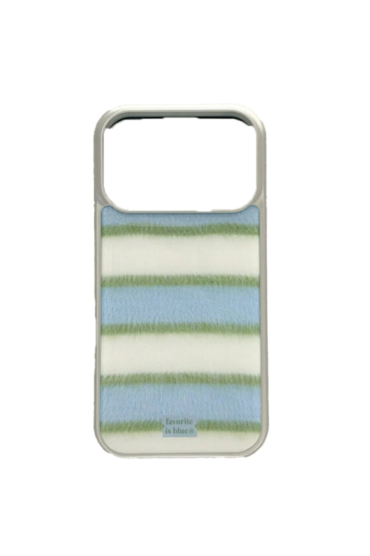 Korean Aesthetic Green & Blue Stripes iPhone Case