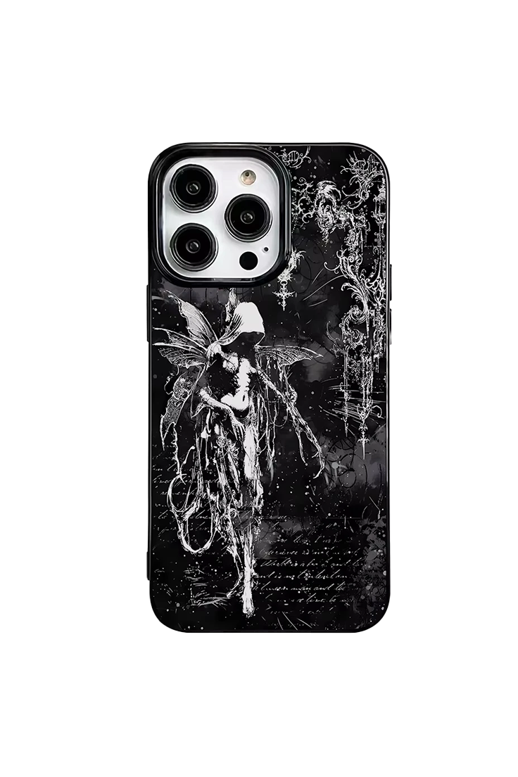 Retro Gothic Angel Black iPhone Cases