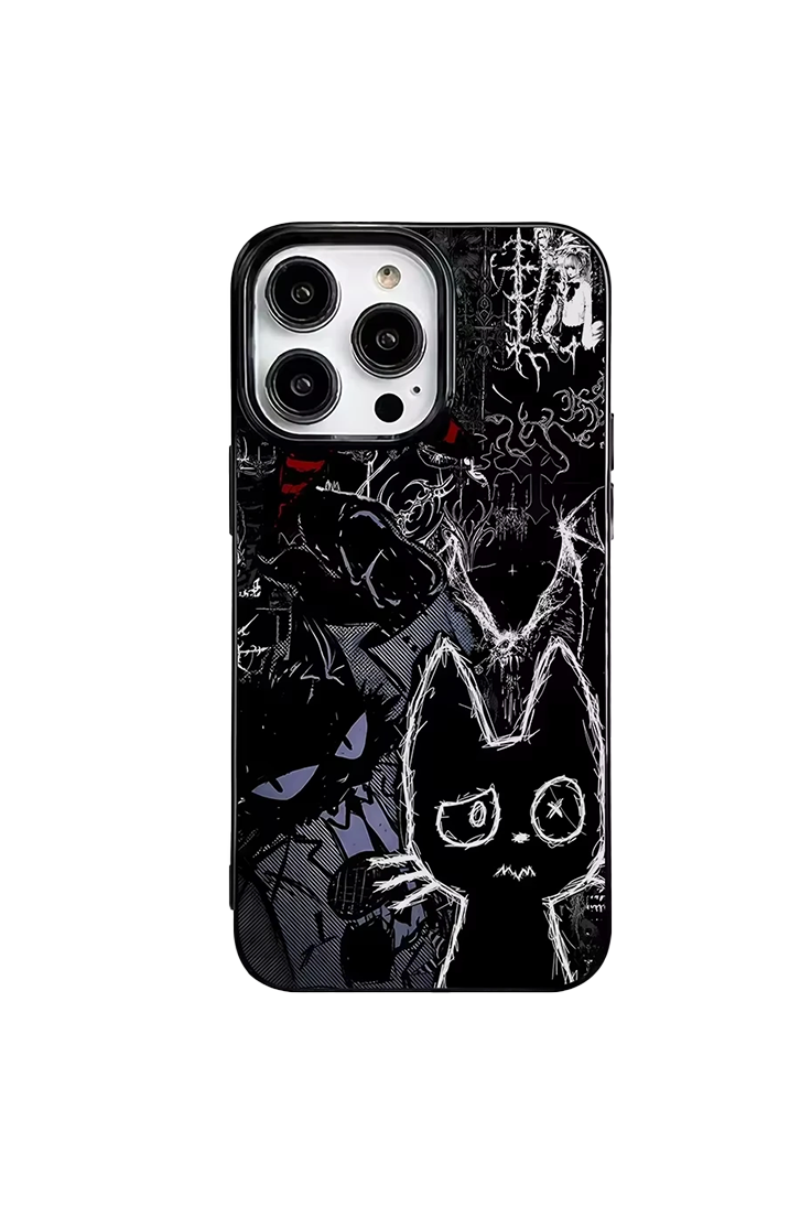 Graffiti Black Cat Pattern iPhone Cases