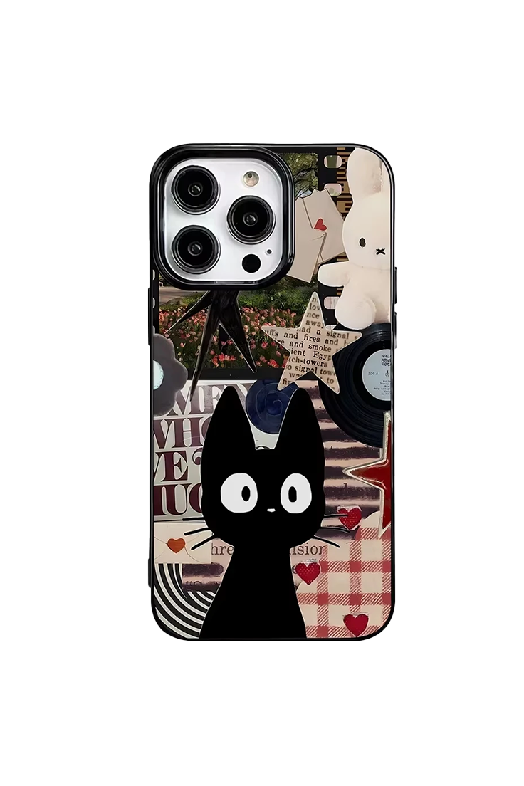 Graffiti Black Cat Pattern iPhone Cases