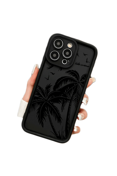 Funda de teléfono a prueba de golpes con silueta de palmera negra