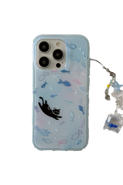 Blaue Zeichentrickfisch-Katzen-Fashion iPhone Hüllen