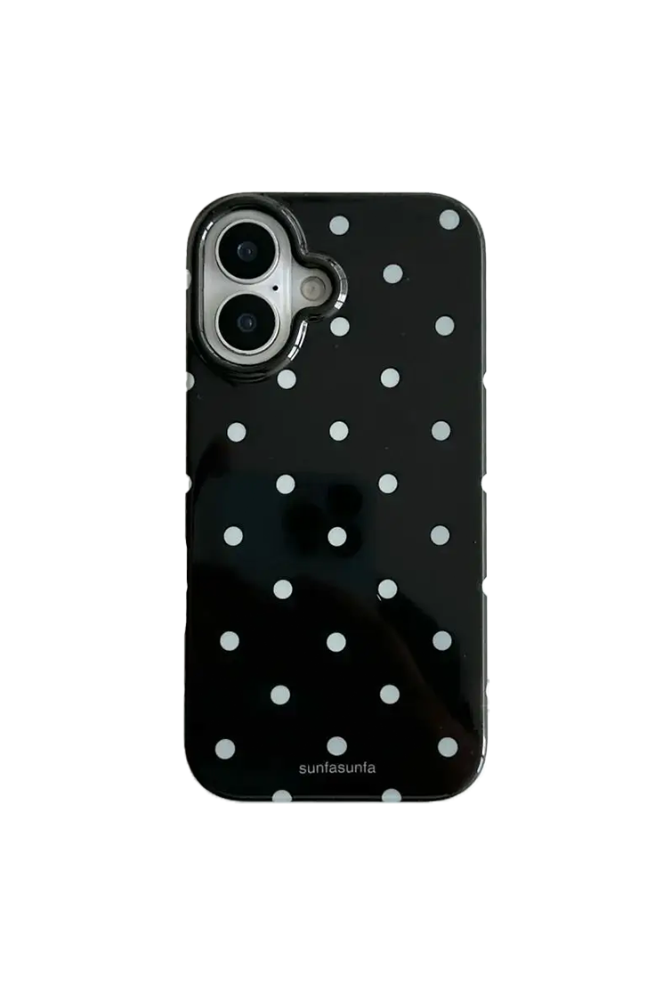 Black White Polka Dot Shockproof iPhone Case