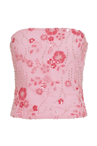 Trägerloser BH Blumen-Bralette Rosa Crop-Top