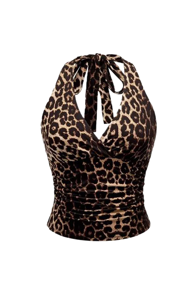 Leopard Spicy Girls Y2k Halter Top
