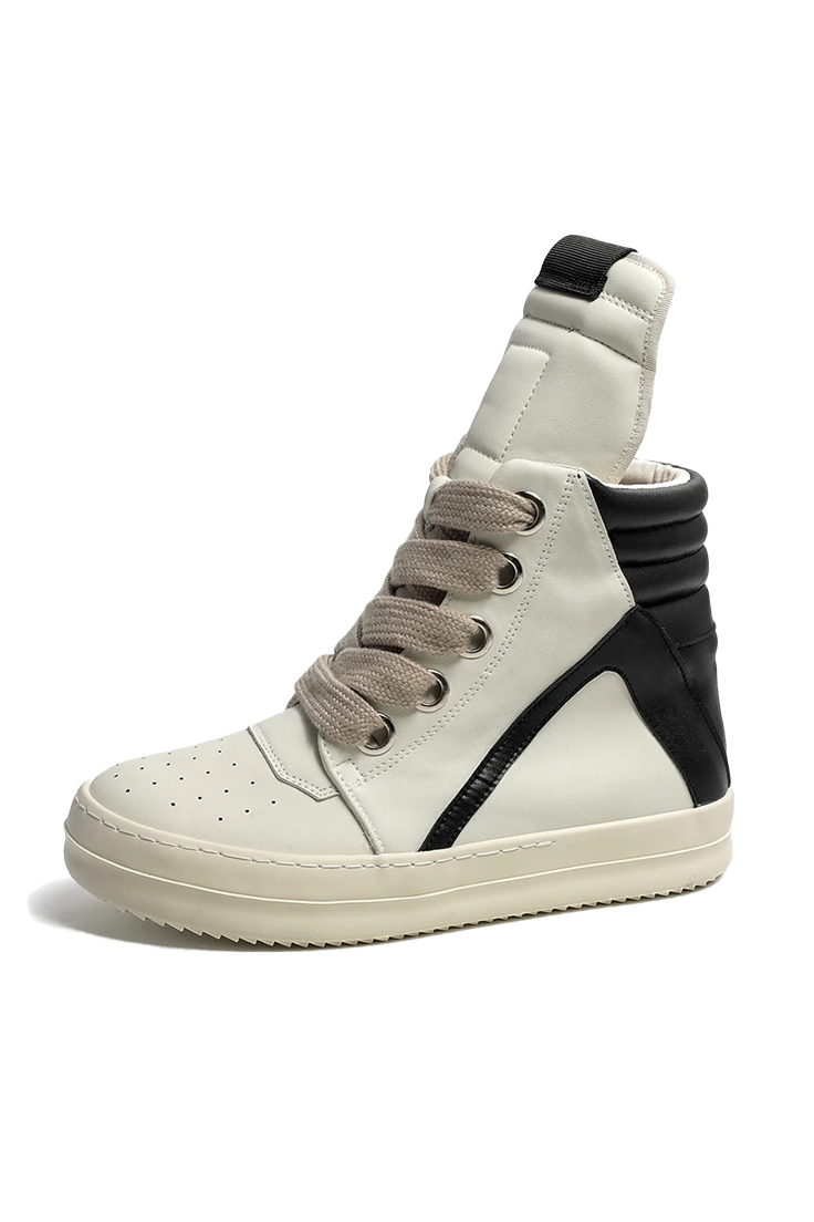 High-top Shoes Lace-up Leather Skateboard Sneakers