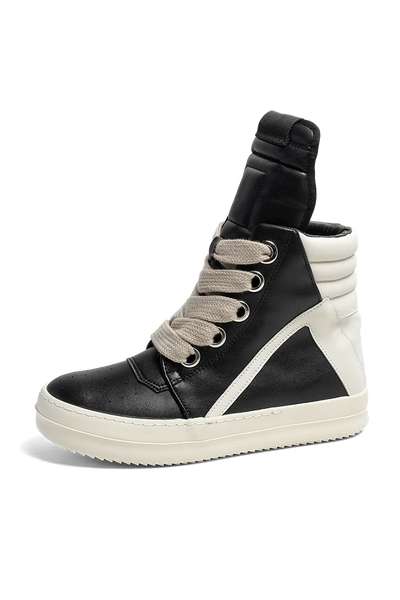 High-top Shoes Lace-up Leather Skateboard Sneakers