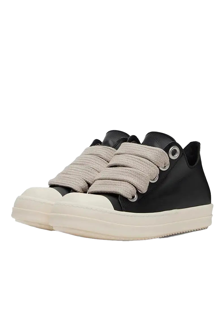 Black Leather Lace Up Casual Thick Bottom Sneakers