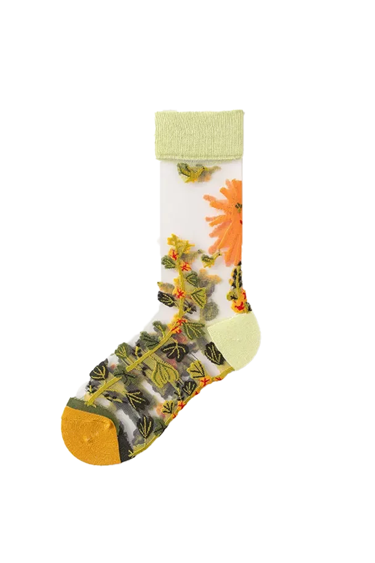 Summer Floral Crew Neck Socks