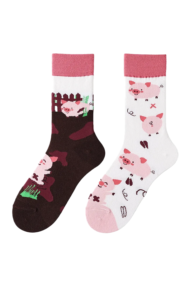 Mismatched Cotton Funny Colorful Socks