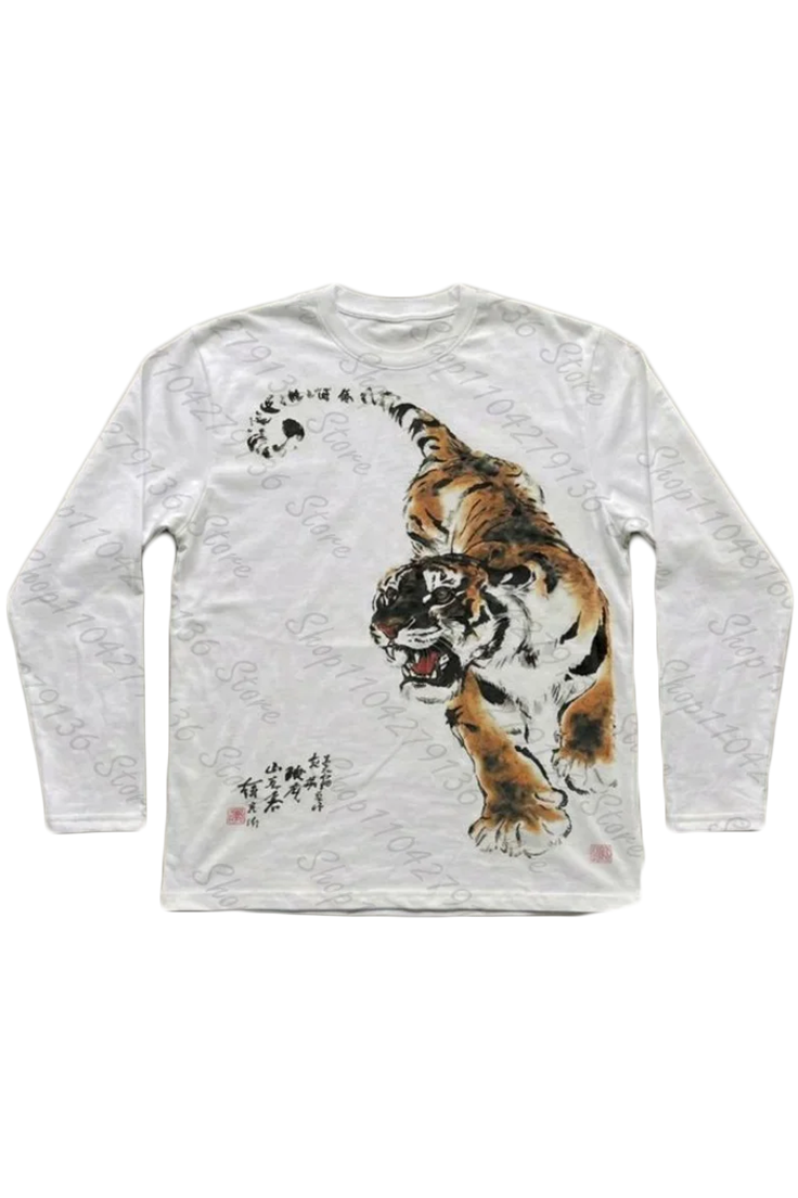 Y2K Tiger Print Long Sleeve T-shirt