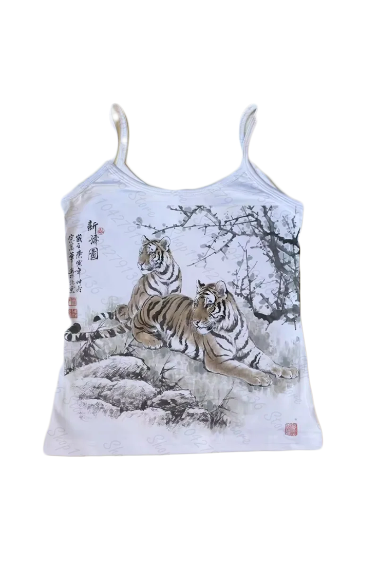Y2K Japanese Tiger Print Tank Top