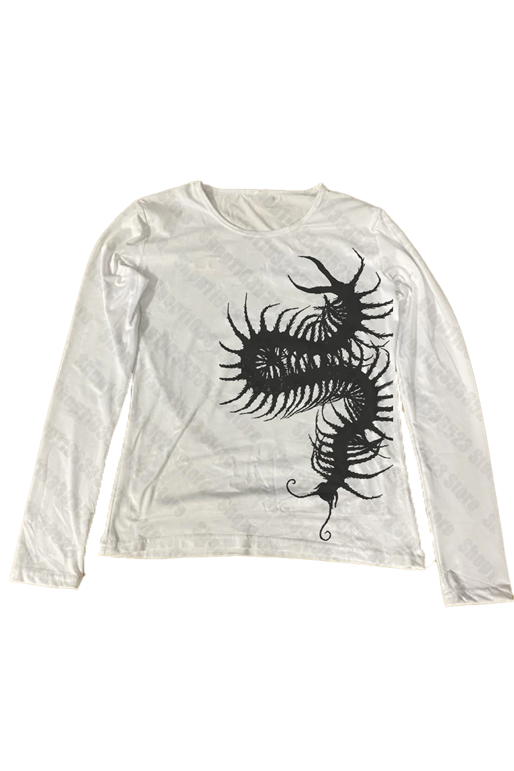 2000s Long Sleeve Anime Print T-shirt