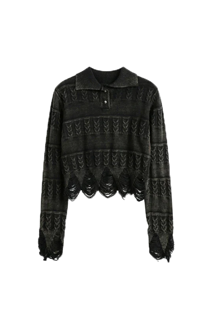 Knitted Ripped Cropped Sweater