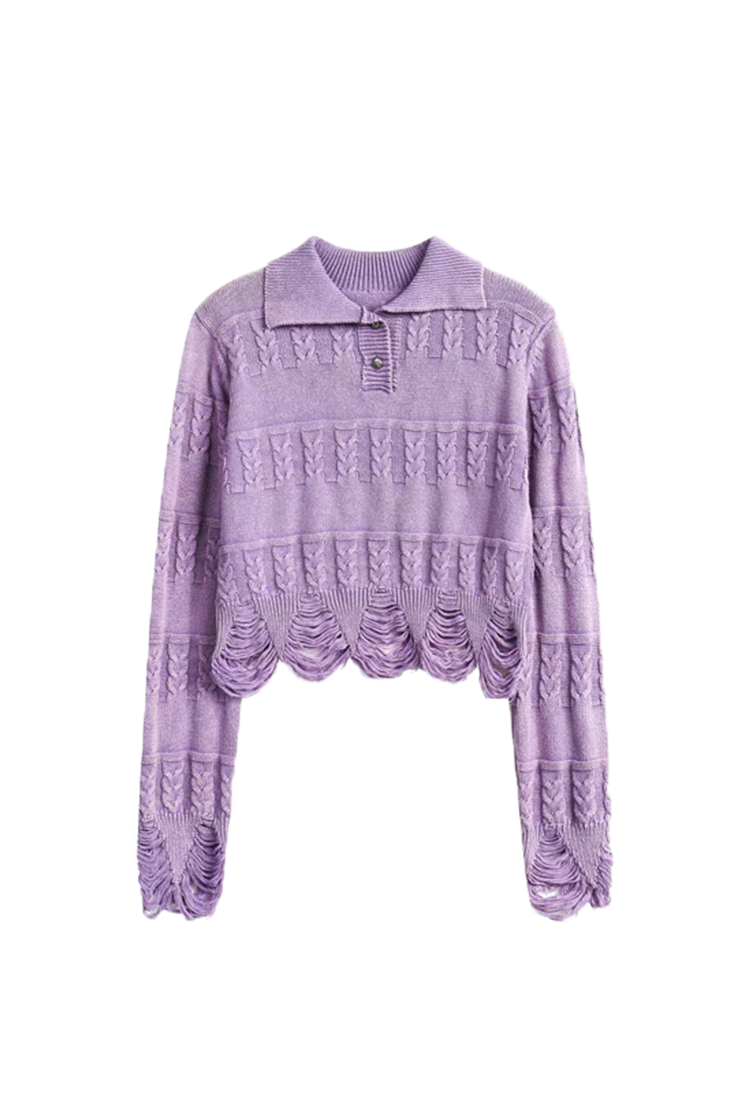 Knitted Ripped Cropped Sweater