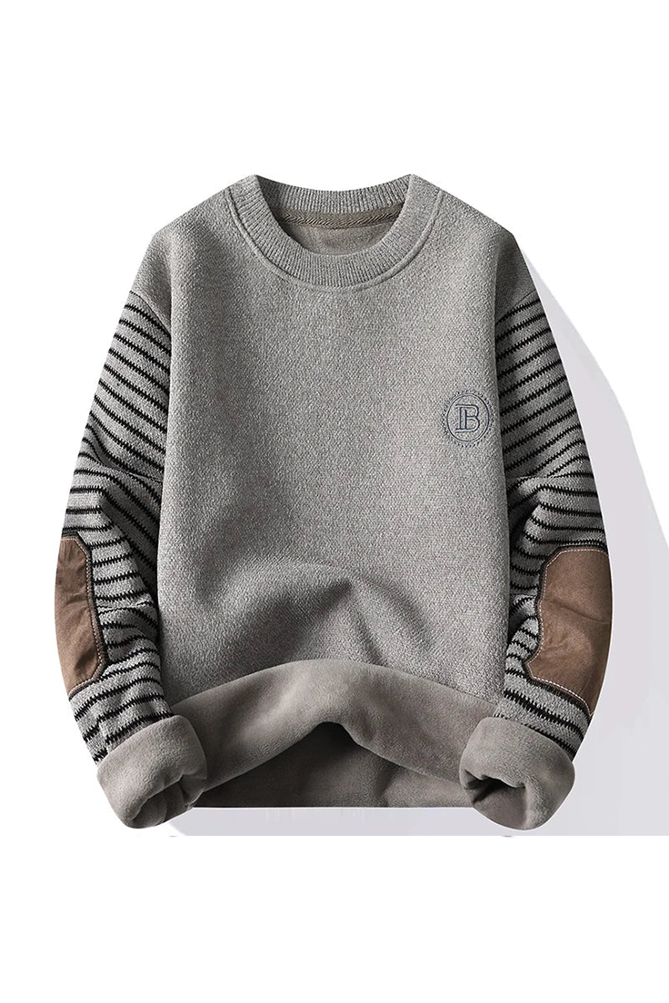 Gestreifter Patchwork-Pullover mit langen Ärmeln