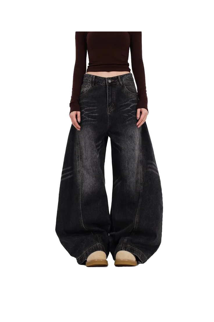 Y2K Women's Patchwork Baggy Wide Leg Jeans