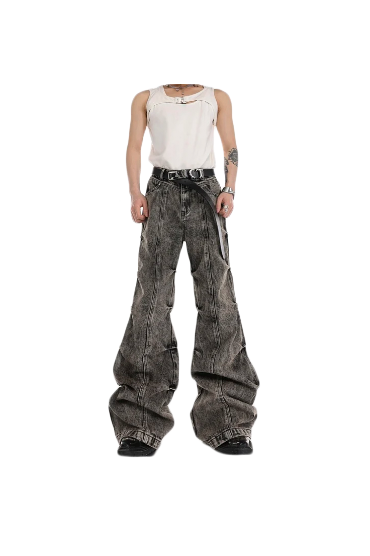 High Waisted Cyberpunk Washed Jeans