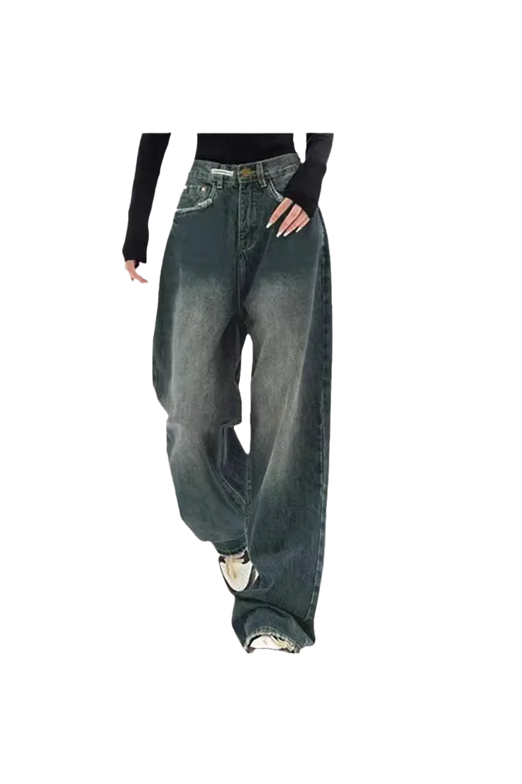 Y2k Women's High Waist Wide Leg Denim Jeans