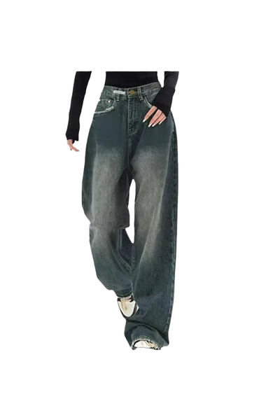 Y2k Women's High Waist Wide Leg Denim Jeans