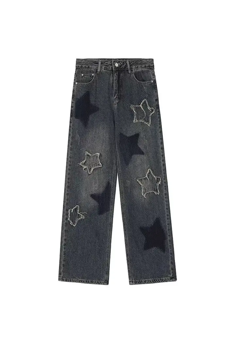 Vintage Star Embroidery Baggy Jeans