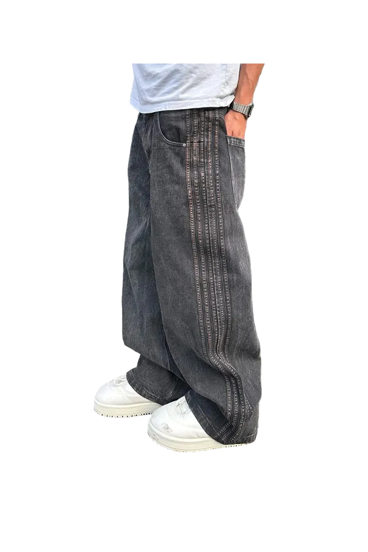 Black Vintage Embroidered Jeans