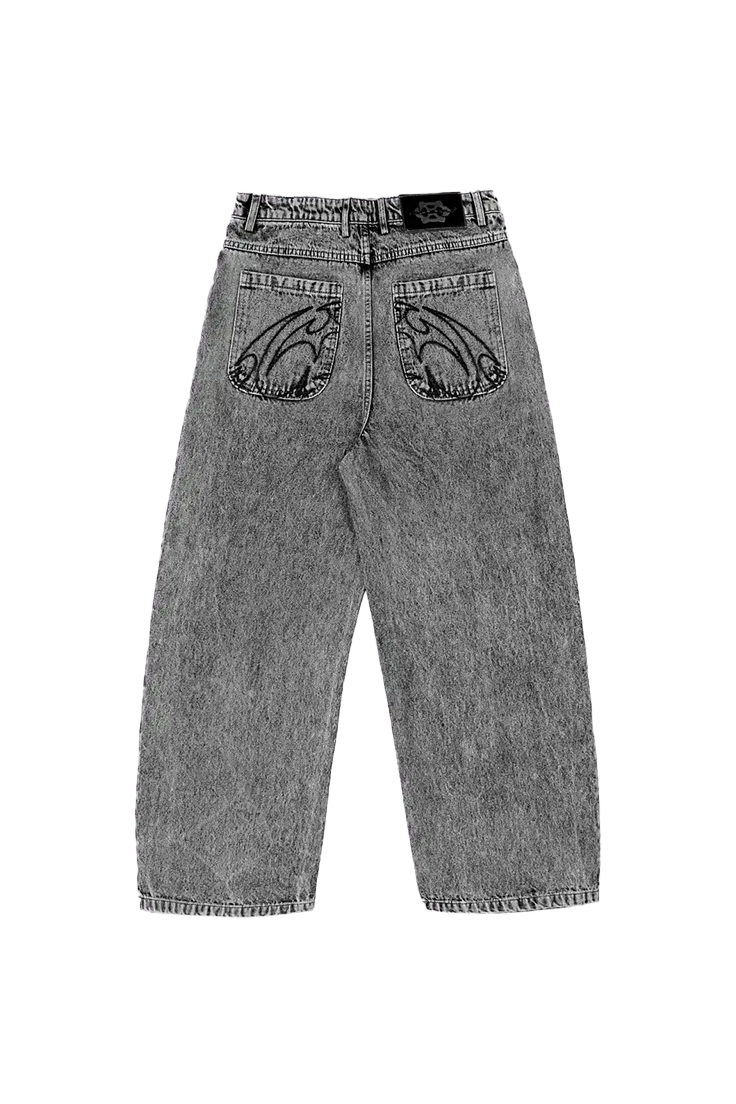 Embroidery Baggy Loose Straight Jeans