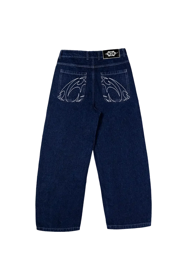 Embroidery Baggy Loose Straight Jeans