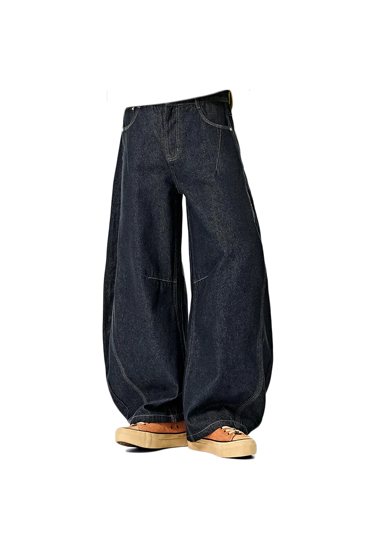 Navy Baggy Denim Jeans
