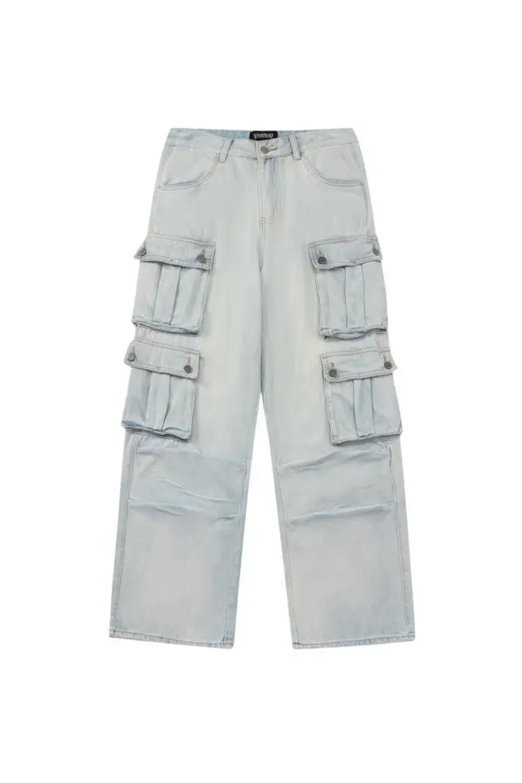 Y2K Belted Washed Cargo Jeans
