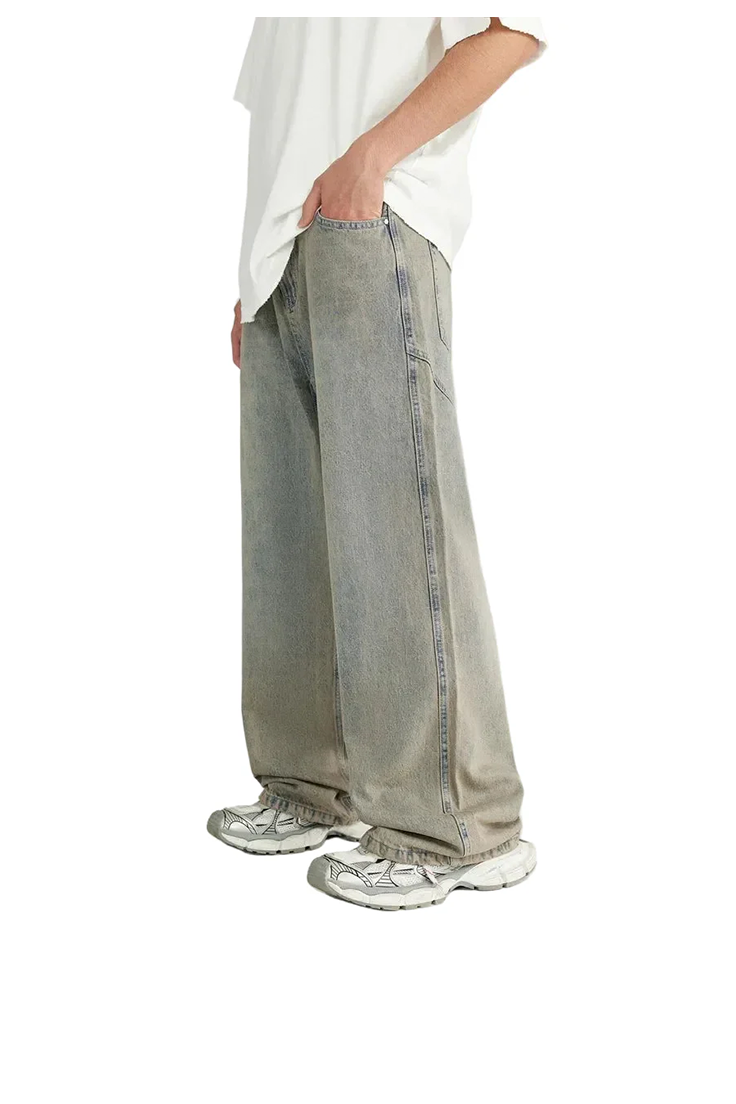 Oversized Irregular Stitching Wide Jeans