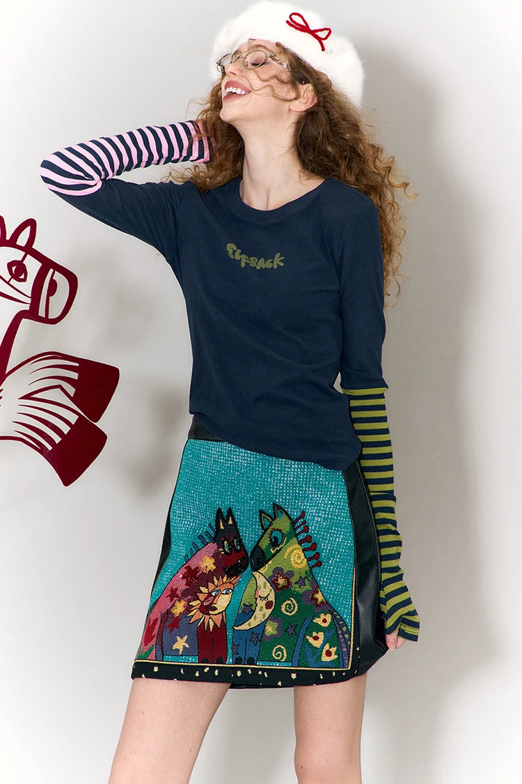 Two Layered Colorful Sleeves T-shirt