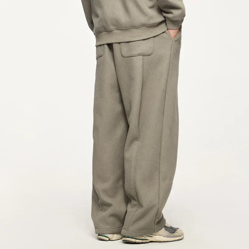 Thick Fleece Solid Color Drawstring Sweatpants