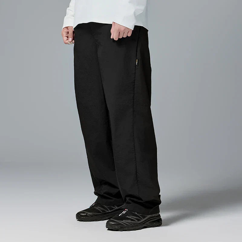 Solid Color Nylon Comfy Straight Leg Pants